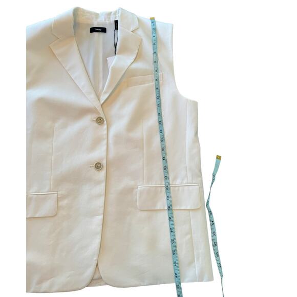 NWT Theory Boxy Oversized Vest Ivory High Twist Twill Medium Large - Picture 11 of 12